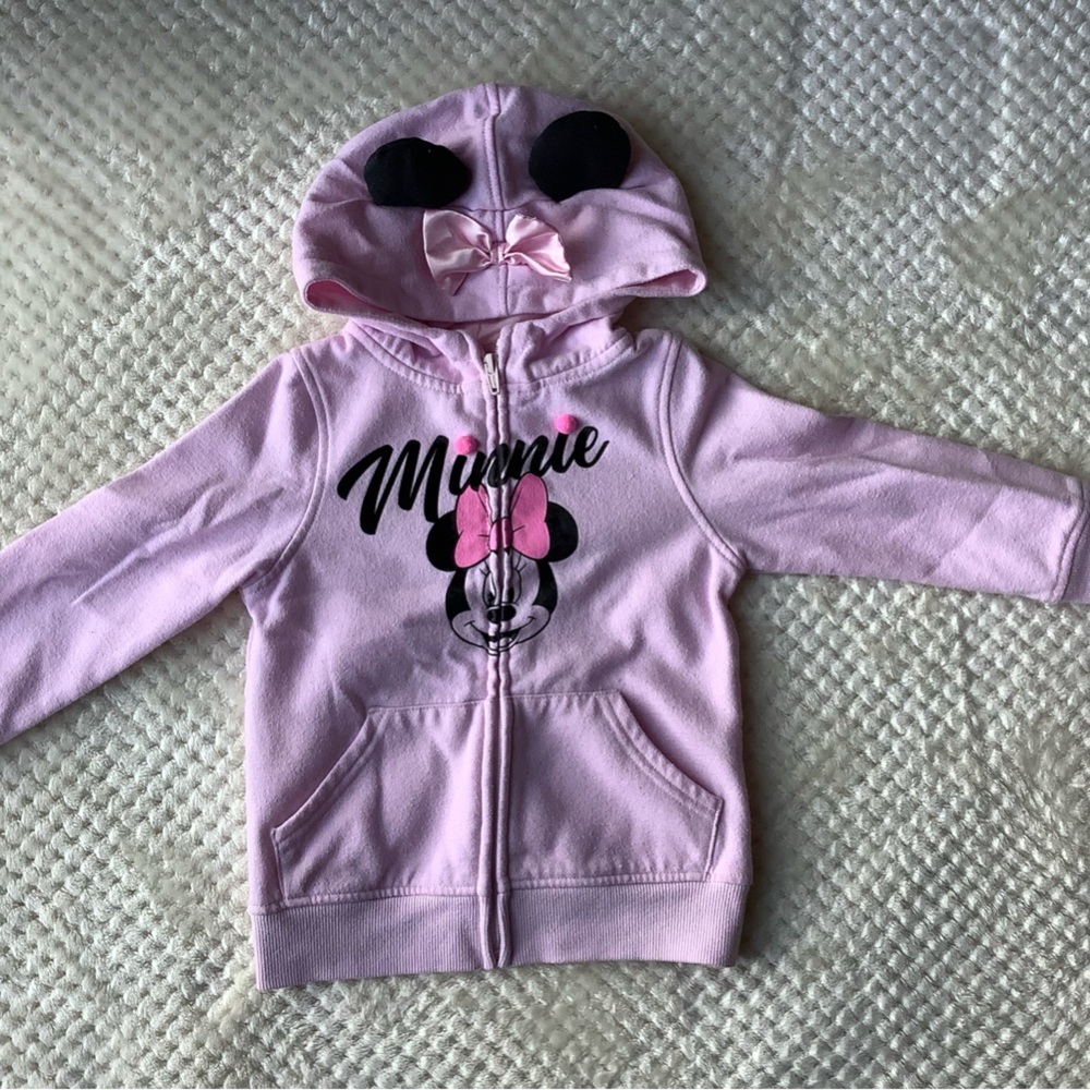 Disney Junior Minnie Mouse Pink Hoodie With Mouse Ears for Kids Size 3T